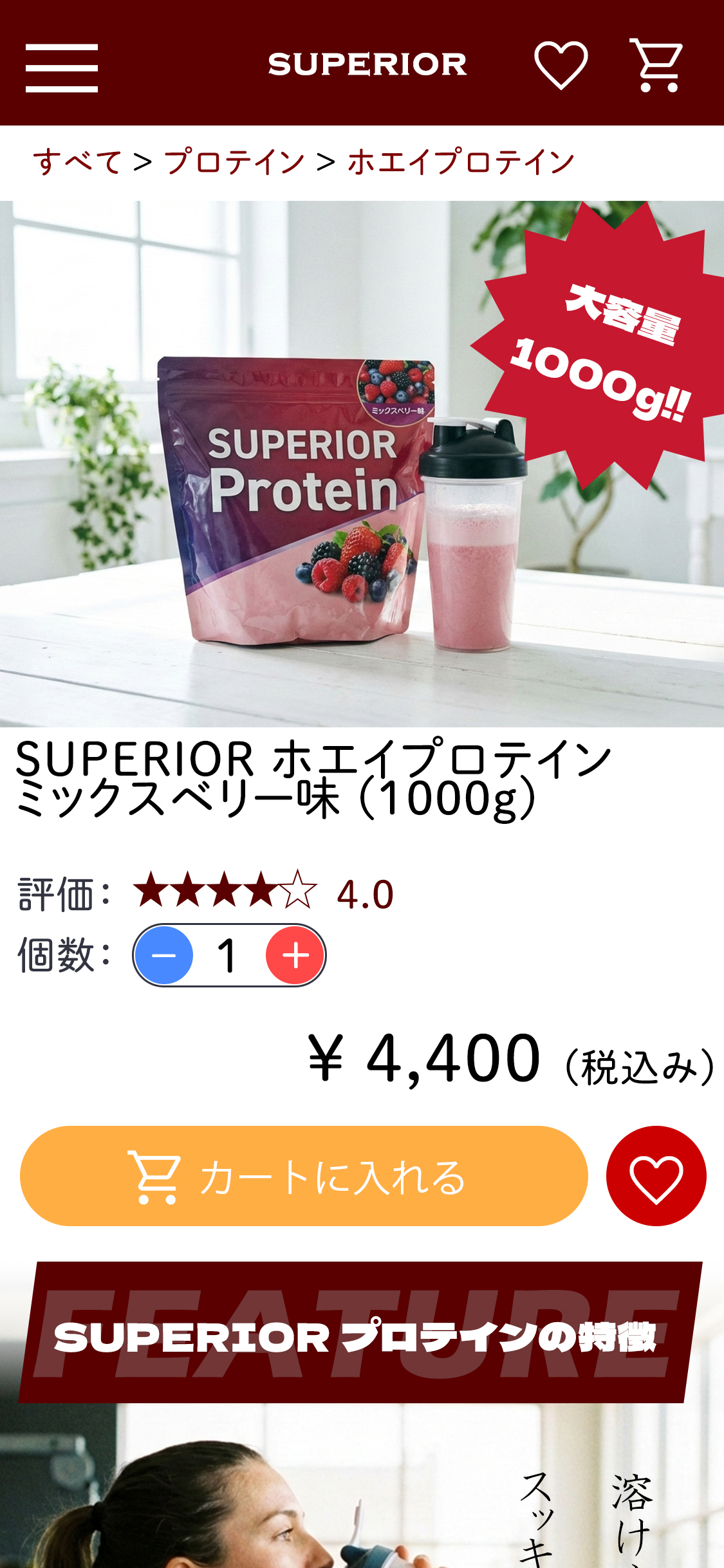 架空プロテインメーカーの購入ページ